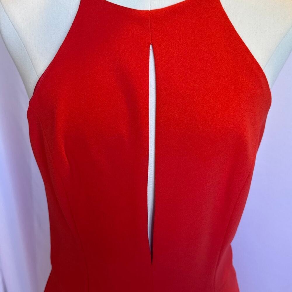 NWT Jay Godfrey Red Coral lined high quality dress High front slit